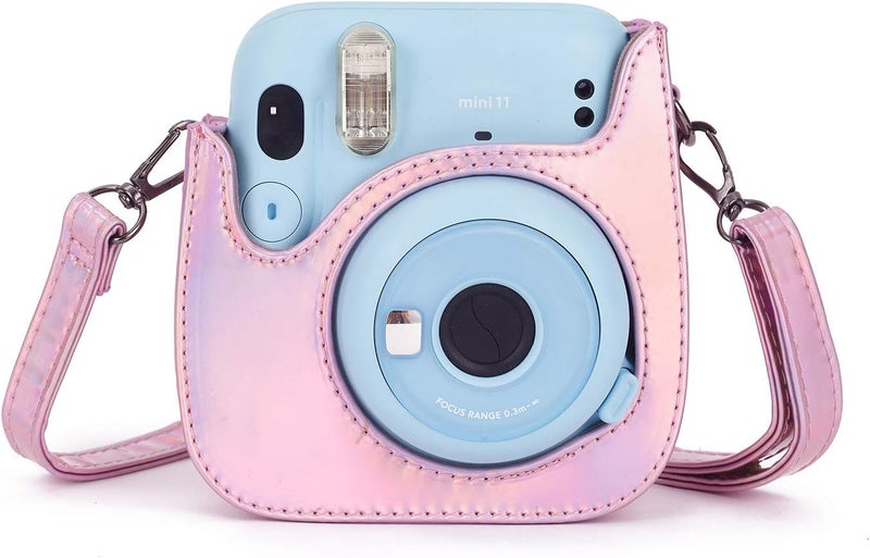 Phetium Instant mini 12 Camera Protective Case Compatible with Instax Mini 12 11,PU Leather Bag with Pocket and Adjustable Shoulder Strap (Magic Pink) - Image 3